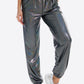 Glitter Elastic Waist Pants with Pockets