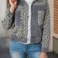 Ribbed Leopard Distressed Button Up Jacket