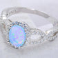 Sterling Silver Opal Halo Ring