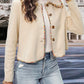 Collared Neck Button-Down Long Sleeve Jacket