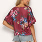 Floral Tie Hem Flounce Sleeve Top