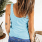 Studded Scoop Neck Ribbed Tank