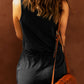 Snap Front Drawstring Waist Romper