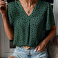 Animal Print V-Neck Flutter Sleeve Blouse