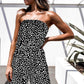 Printed Strapless Tie Waist Wide Leg Jumpsuit