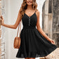 Decorative Button Smocked Waist Spaghetti Strap Dress