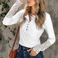 Crochet Lace Hem Sleeve Button Top