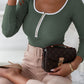 Contrast Trim Ribbed Long Sleeve Bodysuit