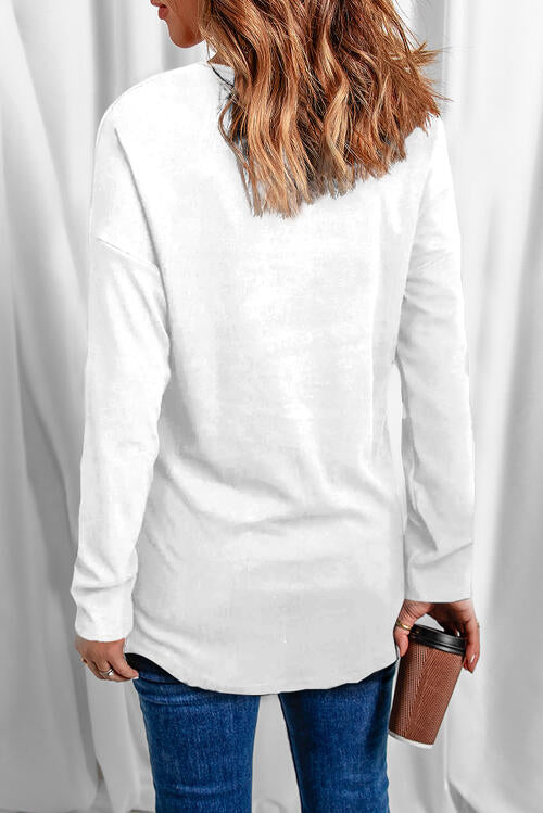 Graphic V-Neck Long Sleeve T-Shirt