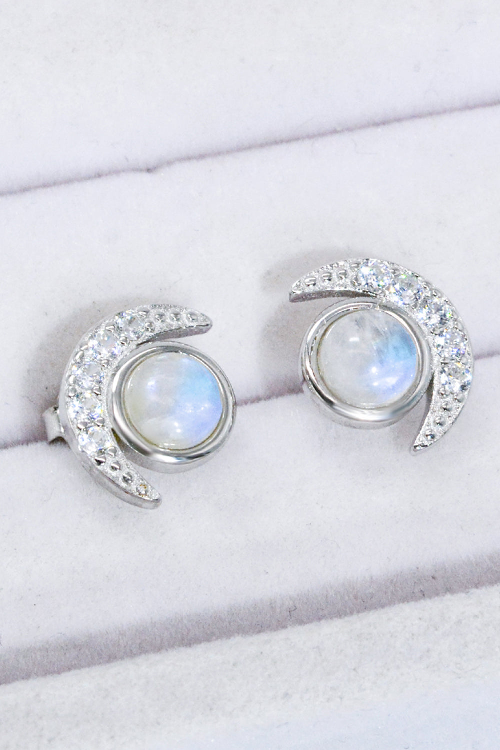 Sterling Silver Moonstone Stud Earrings