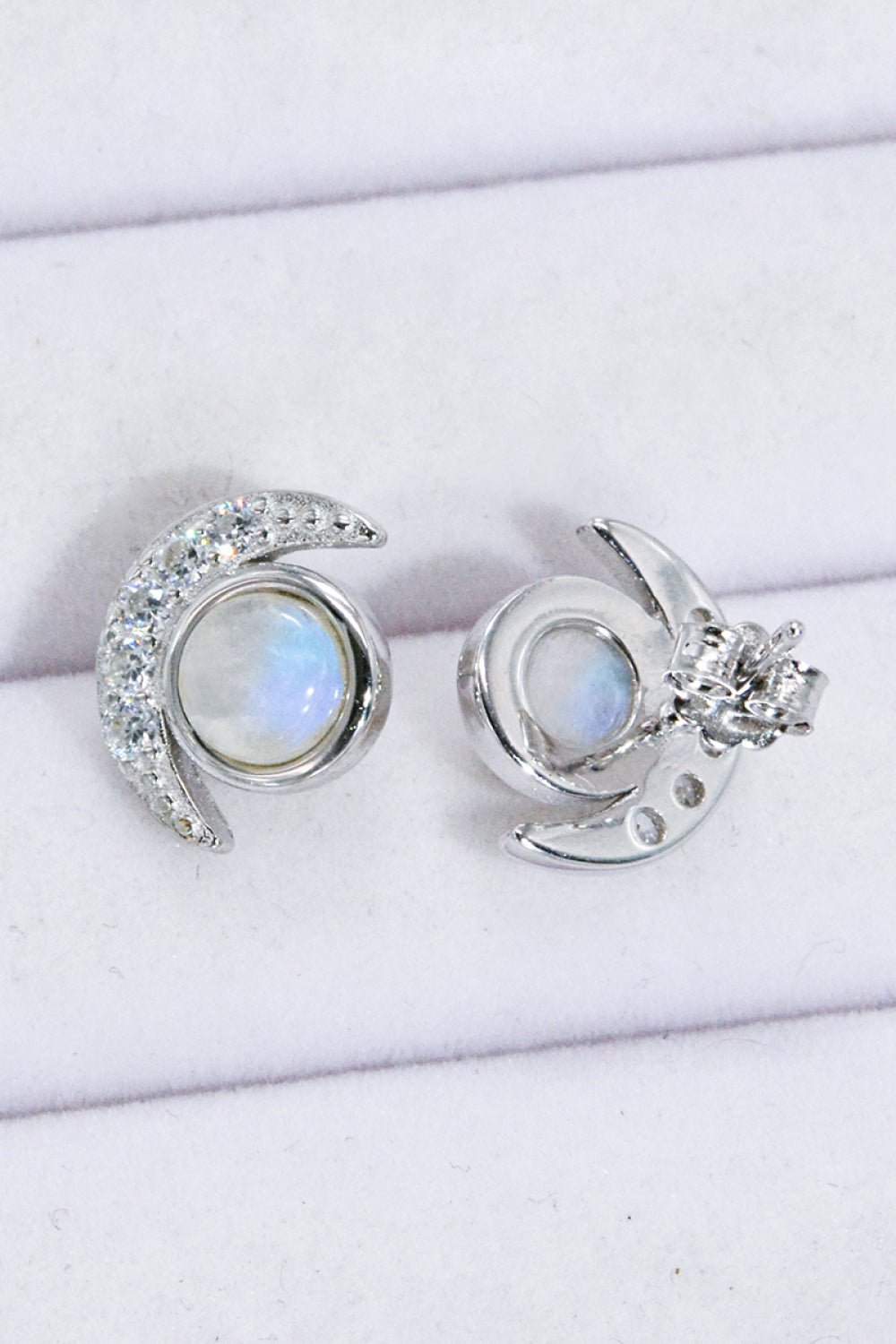 Sterling Silver Moonstone Stud Earrings