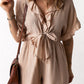Striped Tie Detail Ruffled Romper with Pockets