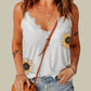 Sunflower Print Lace Trim Plunge Cami