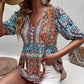 Bohemian Tassel Tie Puff Sleeve Babydoll Blouse