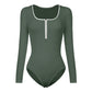 Contrast Trim Ribbed Long Sleeve Bodysuit
