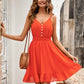 Decorative Button Smocked Waist Spaghetti Strap Dress