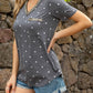 Glitter V-Neck Short Sleeve Tee Shirt