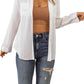 Button-Up Curved Hem Shirt with Breast Pockets