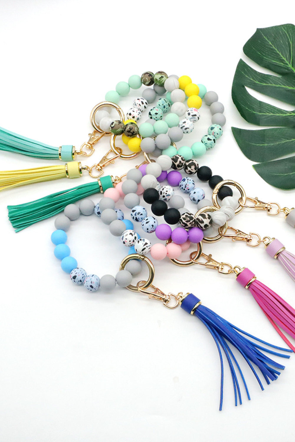 Multicolored Beaded Fringe Keychain