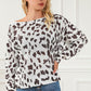 Leopard Boat Neck Long Sleeve Sweater