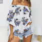 Floral Print Off-Shoulder Flounce Sleeve Blouse