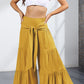Tie Front Smocked Tiered Culottes