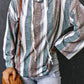 Striped Drawstring Detail Drop Shoulder Hoodie