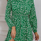 Printed Frill Neck Long Sleeve Dress