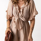 Striped Tie Detail Ruffled Romper with Pockets