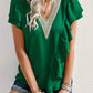 Contrast Ruffle Trim Flutter Sleeve Blouse