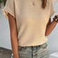 Textured Round Neck Short Sleeve Top