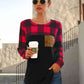Plaid Round Neck Long Sleeve T-Shirt