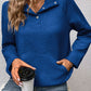 Raglan Sleeve Collared Neck Sweatshirt with Pocket