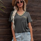 Glitter V-Neck Short Sleeve Tee Shirt
