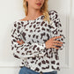 Leopard Boat Neck Long Sleeve Sweater