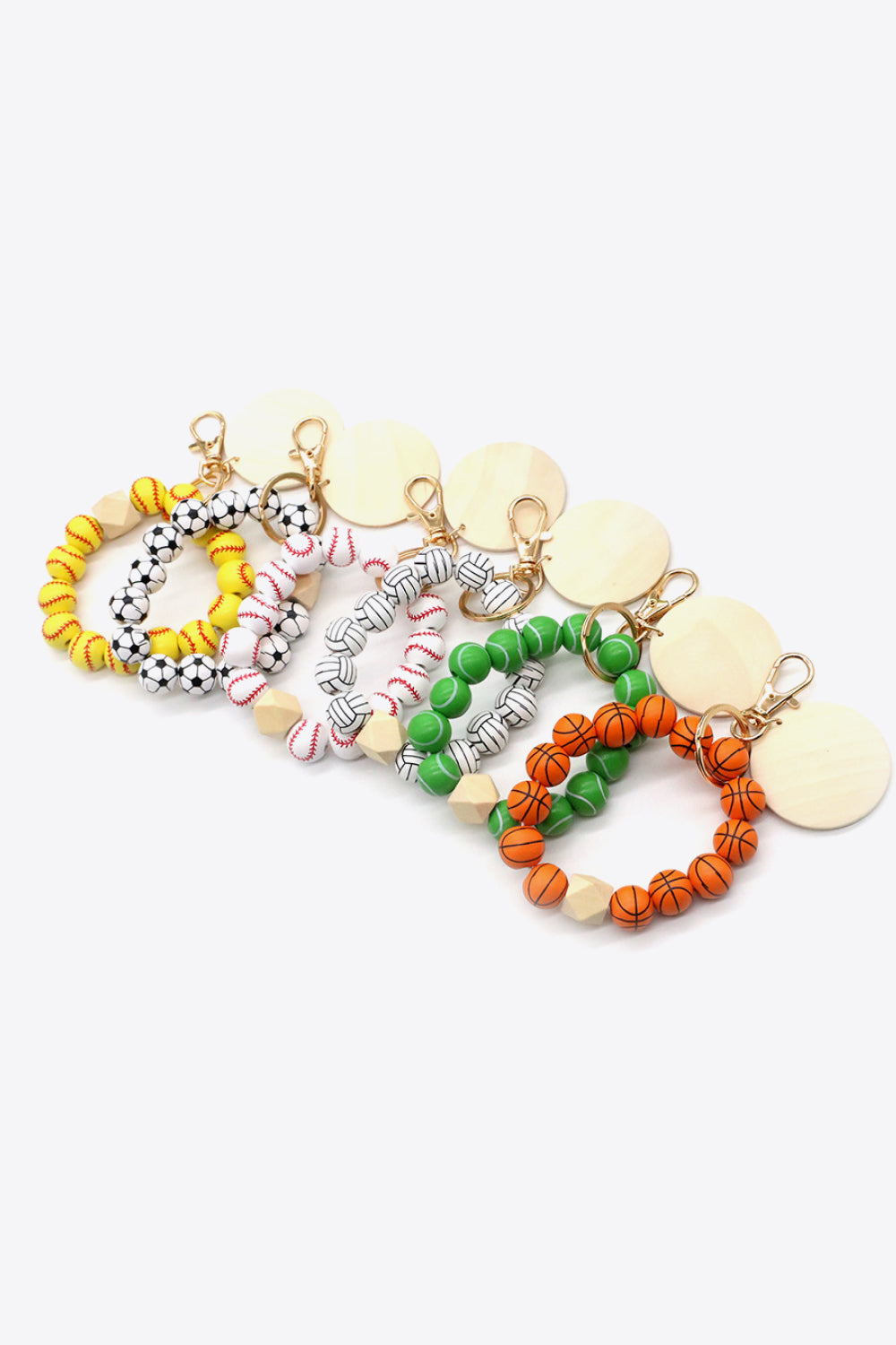 4-Pack Wristlet Wooden Bead Key Chain