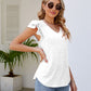 Smocked Flutter Sleeve V-Neck Top