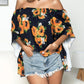 Floral Print Off-Shoulder Flounce Sleeve Blouse