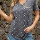 Glitter V-Neck Short Sleeve Tee Shirt