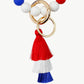 Red White and Blue Tassel Bead Wristlet Key Chain