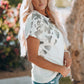 Printed Cold-Shoulder Short Sleeve T-Shirt