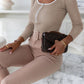 Contrast Trim Ribbed Long Sleeve Bodysuit