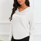 Cowl Neck Dropped Shoulder Long Sleeve Back Tie Blouse