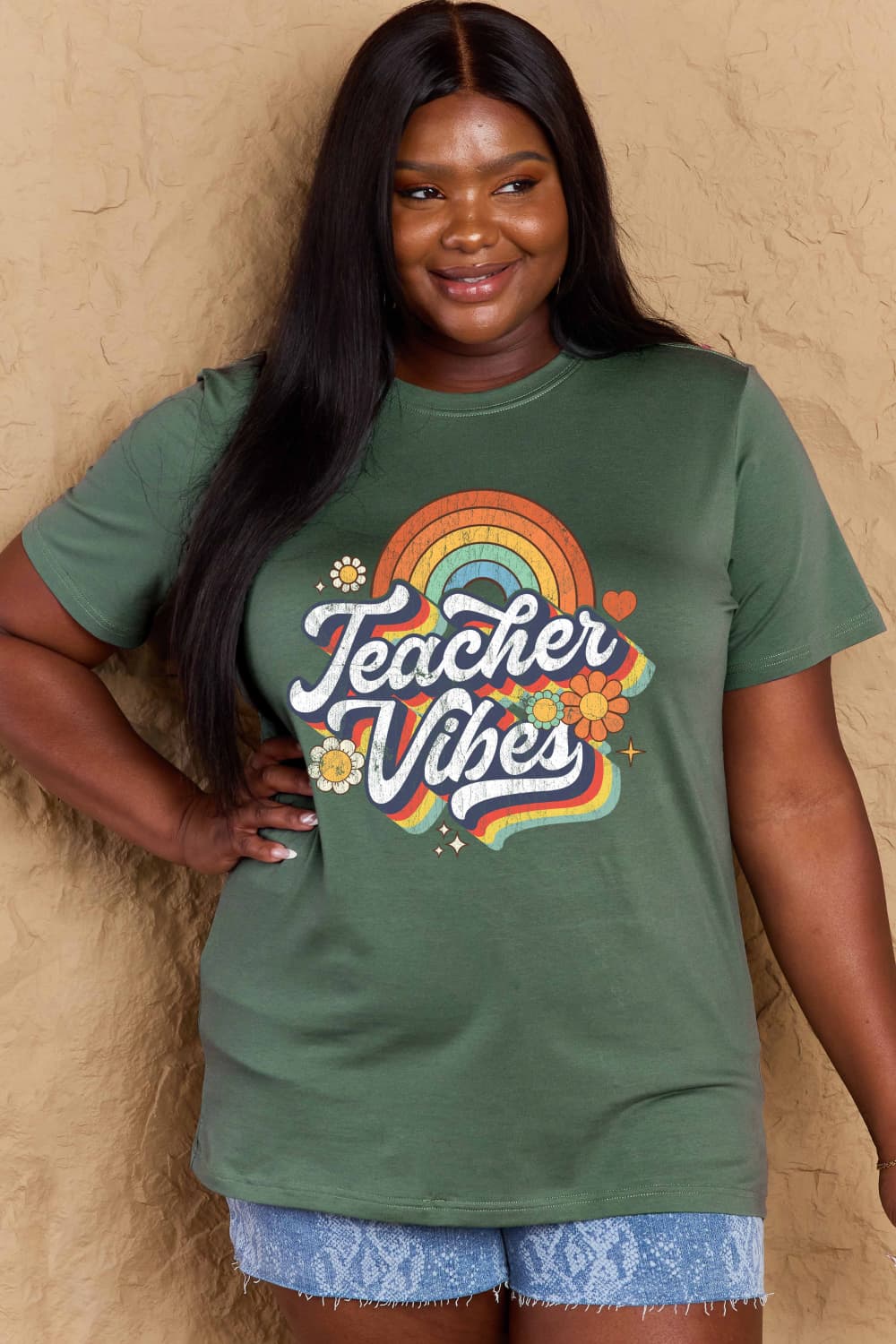 TEACHER VIBES Graphic Cotton T-Shirt