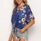 Floral Tie Hem Flounce Sleeve Top