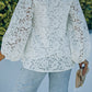 Lace Balloon Sleeve V-Neck Tunic Blouse