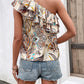 Printed Ruffled One-Shoulder Top