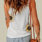 Sunflower Print Lace Trim Plunge Cami