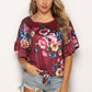 Floral Tie Hem Flounce Sleeve Top