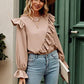 Ruffled Round Neck Long Sleeve Top